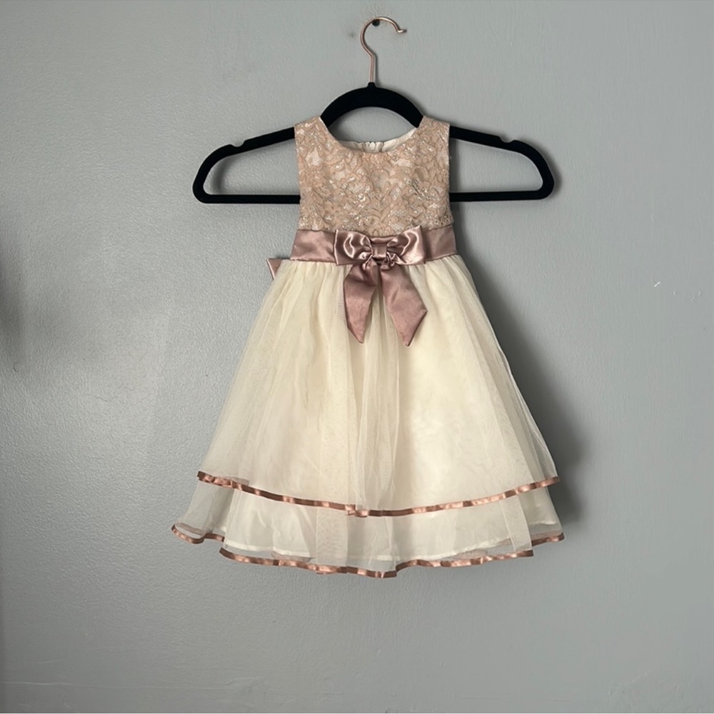 Rare Editions Cream and Pink Formal Kids Dress